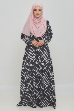 JUBAH PRINTED 39.09 - BLACK